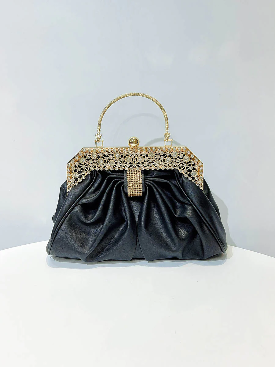 Chains Pleated Rhine Stones Split-Joint Evening Bags & Clutches Handbags - Image 9