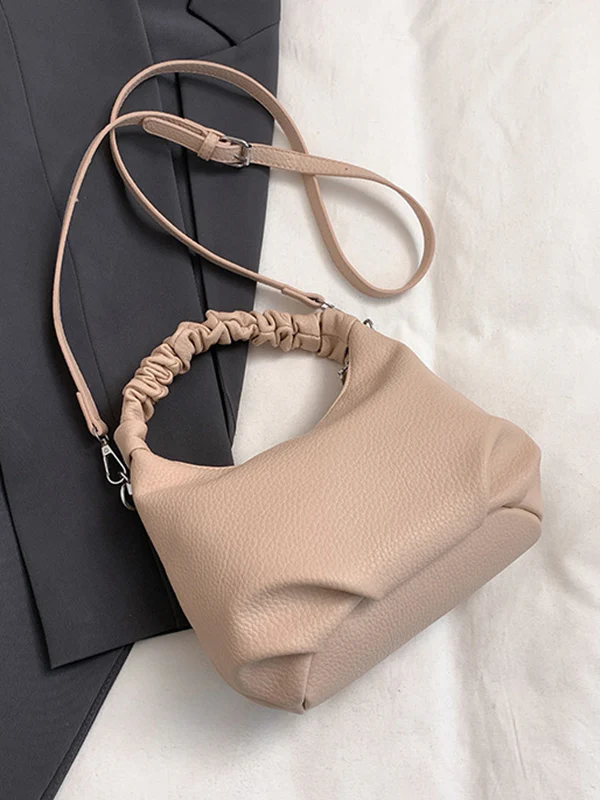 Chains Pleated Solid Color Zipper Crossbody Bags Handbags - Image 20