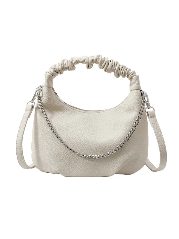 Chains Pleated Solid Color Zipper Crossbody Bags Handbags - Image 29