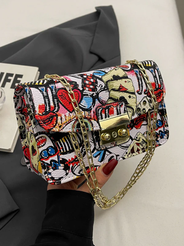 Chains Printed Zipper Crossbody Bags - Image 13