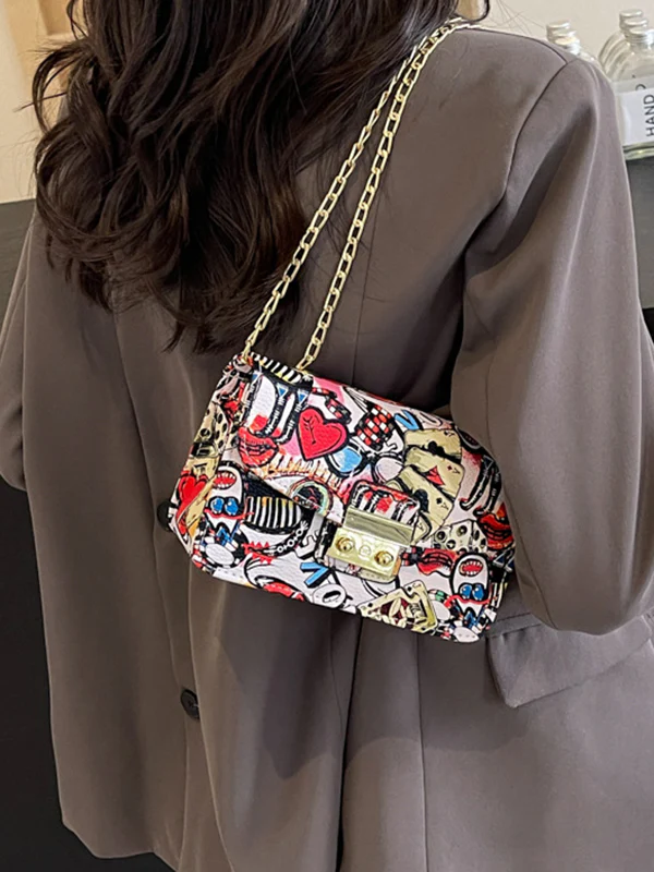 Chains Printed Zipper Crossbody Bags - Image 2