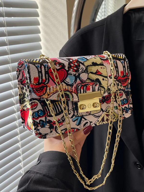 Chains Printed Zipper Crossbody Bags - Image 5
