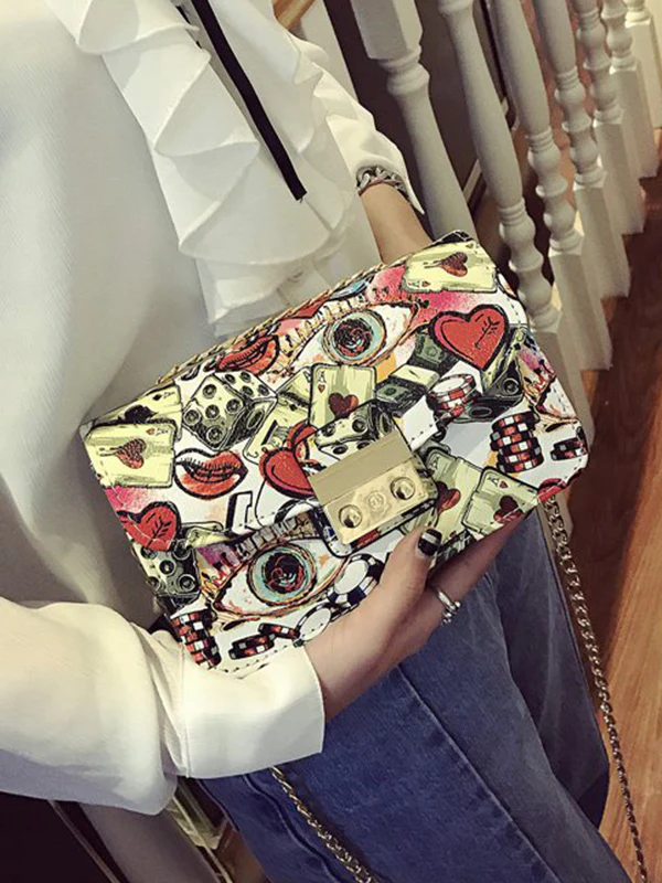 Chains Printed Zipper Crossbody Bags - Image 6