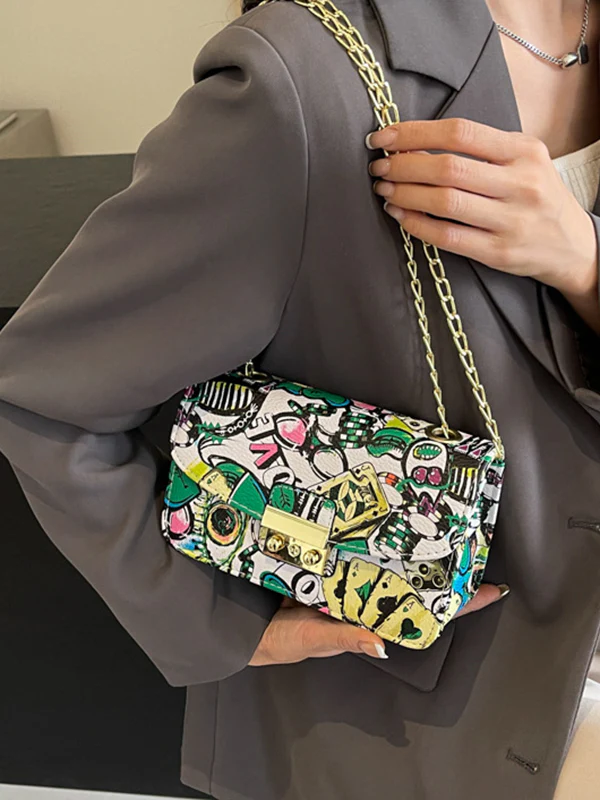 Chains Printed Zipper Crossbody Bags - Image 7