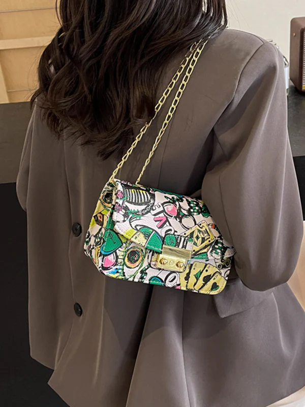 Chains Printed Zipper Crossbody Bags - Image 8
