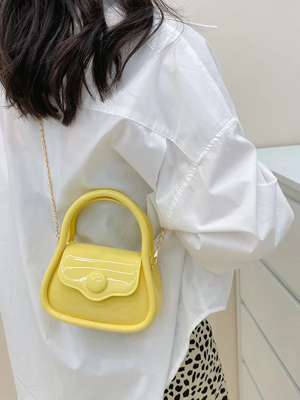 Chains Solid Color Crossbody Bags Satchels - Image 10