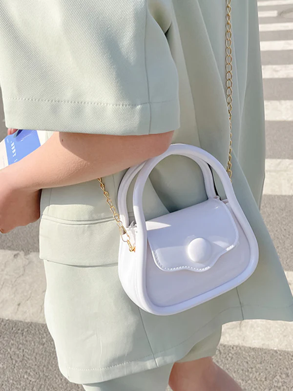 Chains Solid Color Crossbody Bags Satchels - Image 14