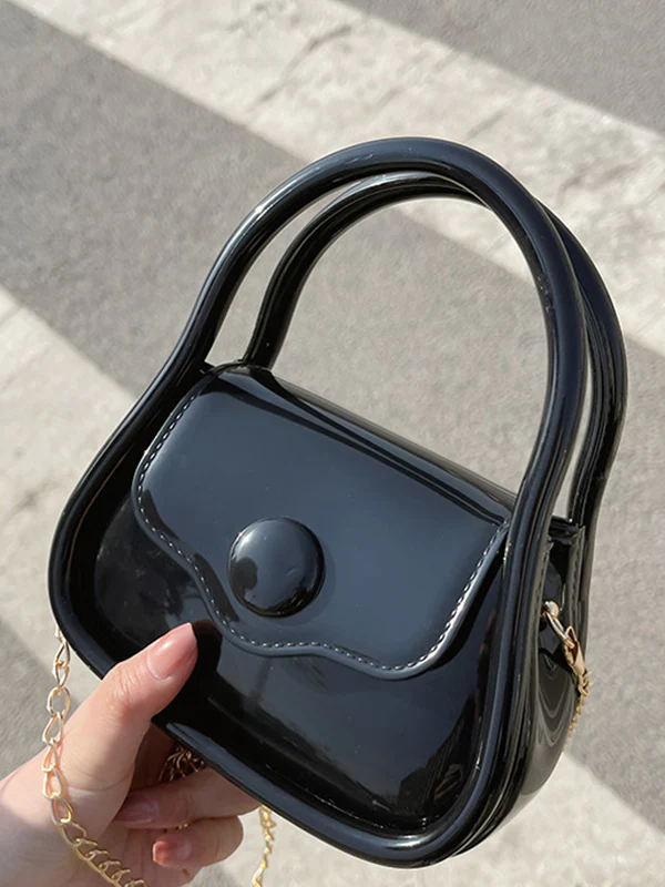Chains Solid Color Crossbody Bags Satchels - Image 16