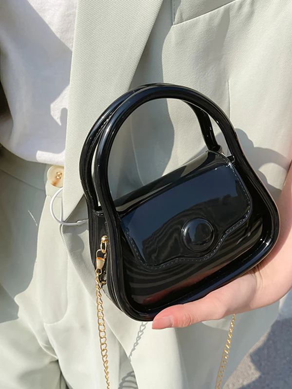 Chains Solid Color Crossbody Bags Satchels - Image 17