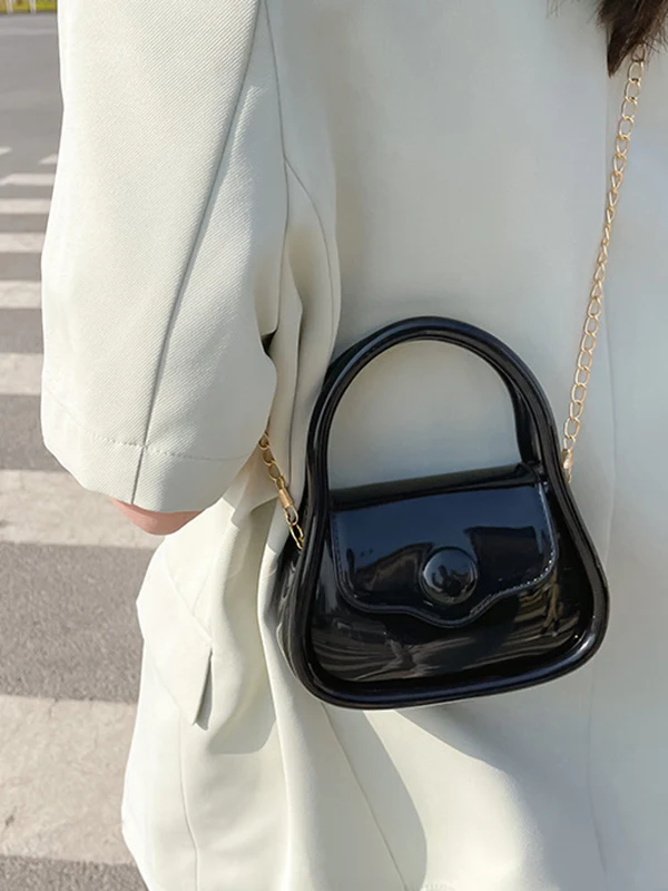Chains Solid Color Crossbody Bags Satchels - Image 18