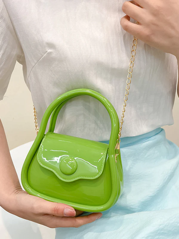 Chains Solid Color Crossbody Bags Satchels - Image 19