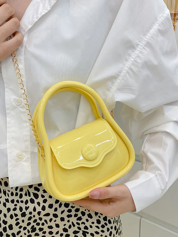 Chains Solid Color Crossbody Bags Satchels - Image 2