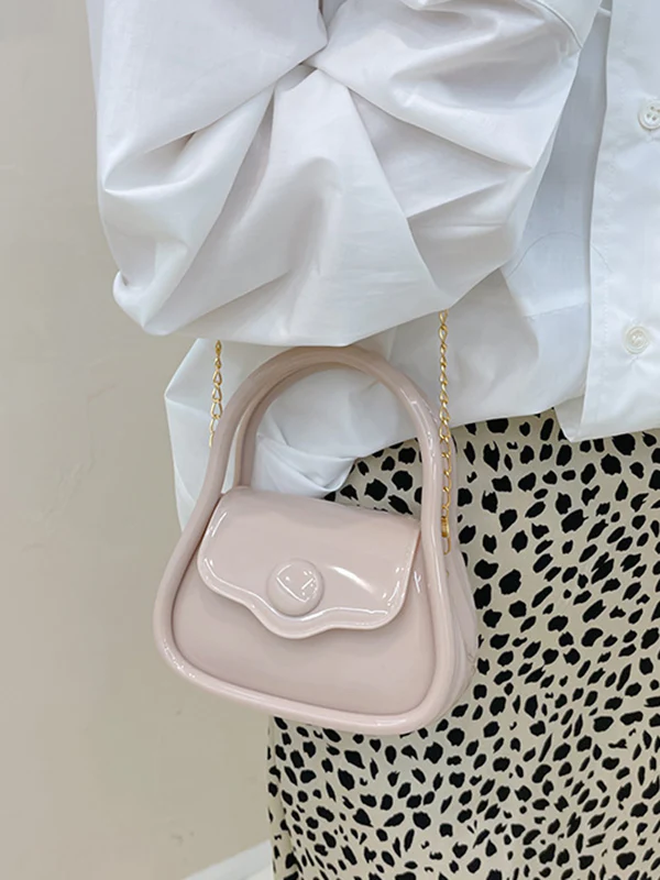 Chains Solid Color Crossbody Bags Satchels - Image 22