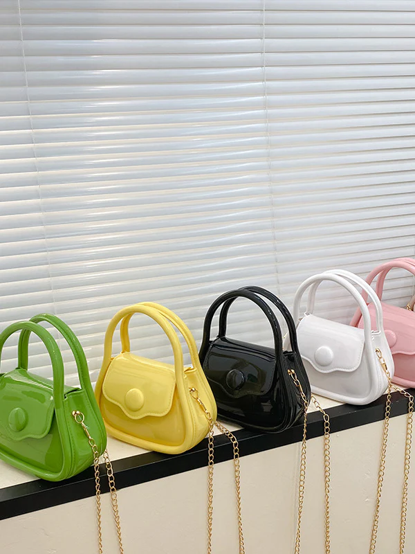 Chains Solid Color Crossbody Bags Satchels - Image 26
