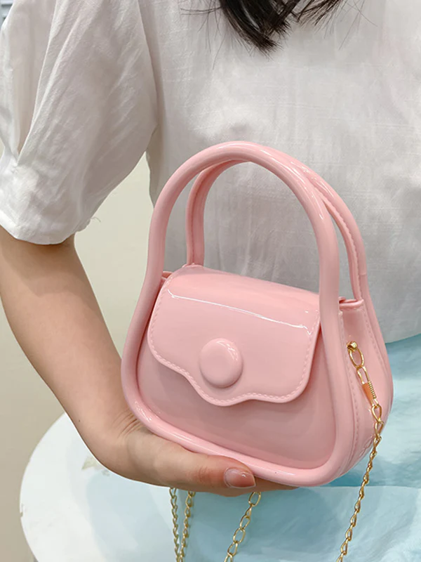 Chains Solid Color Crossbody Bags Satchels - Image 3