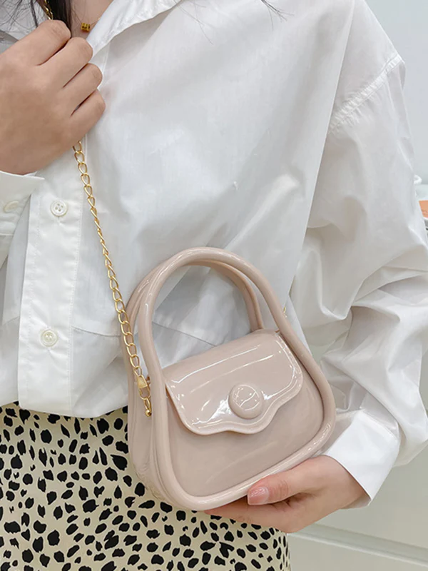 Chains Solid Color Crossbody Bags Satchels - Image 6