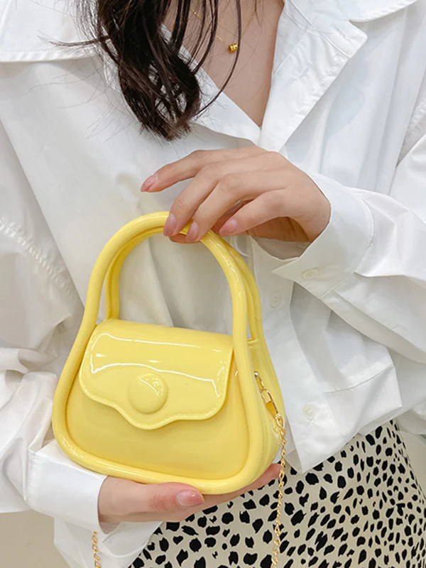 Chains Solid Color Crossbody Bags Satchels - Image 9