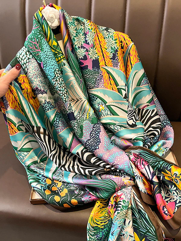 Chic Floral Printed Silk Imitation Warm Shawl&Scarf - Image 2