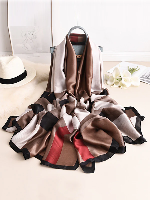 Chic Plaid Silk Imitation Shawl&Scarf - Image 3