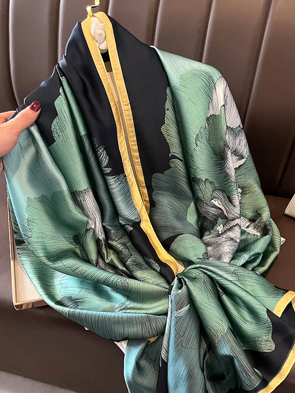 Chic Printed Contrast Color Silk Imitation Warm Shawl&Scarf - Image 3
