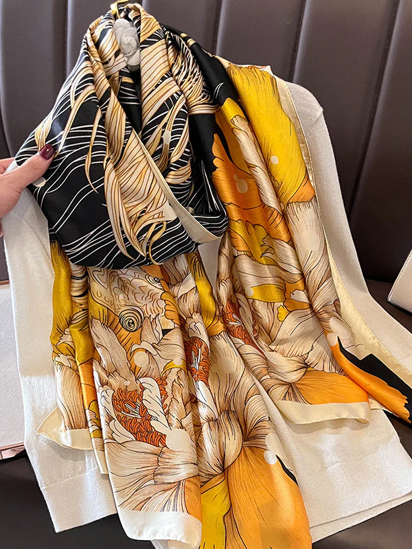 Chic Printed Contrast Color Silk Imitation Warm Shawl&Scarf - Image 6
