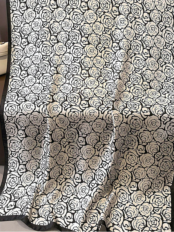 Chic Rose Print Silk Imitation Warm Shawl&Scarf - Image 3