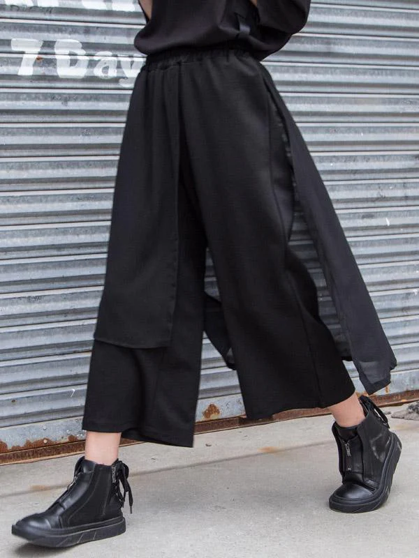 Chiffon Split-Joint Asymmetric Wide-Leg Pants - Image 2