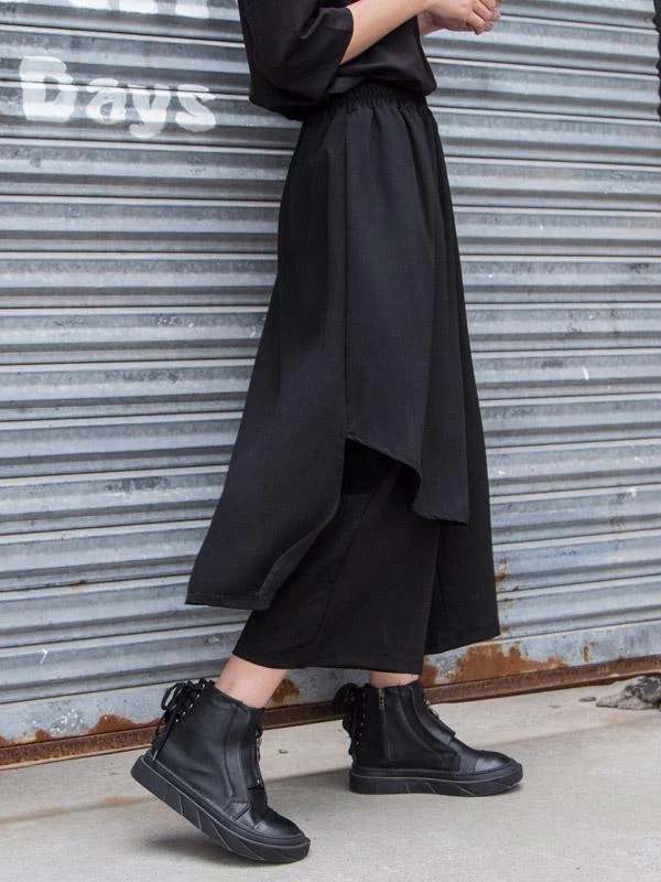 Chiffon Split-Joint Asymmetric Wide-Leg Pants - Image 3