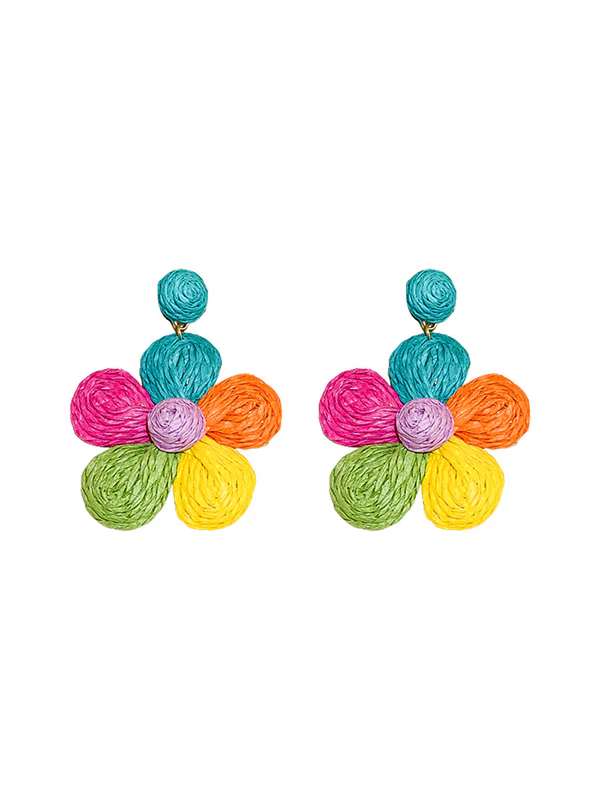 Colorful Flower Shape Drop Earrings - Image 10