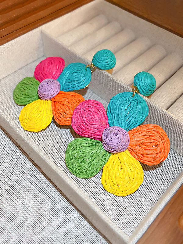 Colorful Flower Shape Drop Earrings - Image 7