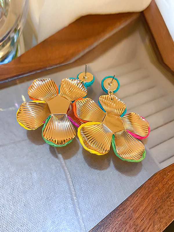 Colorful Flower Shape Drop Earrings - Image 8