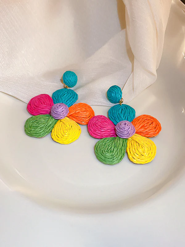 Colorful Flower Shape Drop Earrings - Image 9