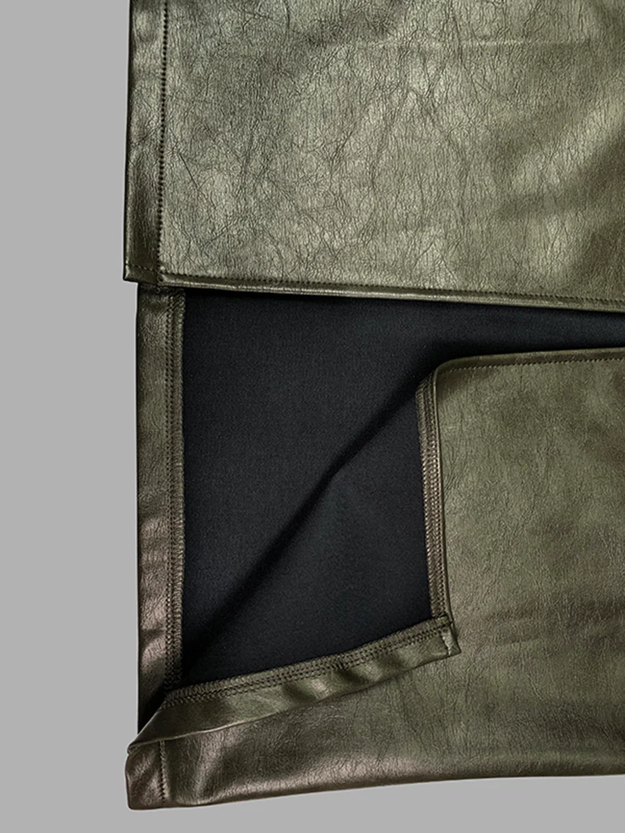 Column High Waisted Pockets Solid Color Split-Joint Split-Side Zipper Skirts Bottoms - Image 7