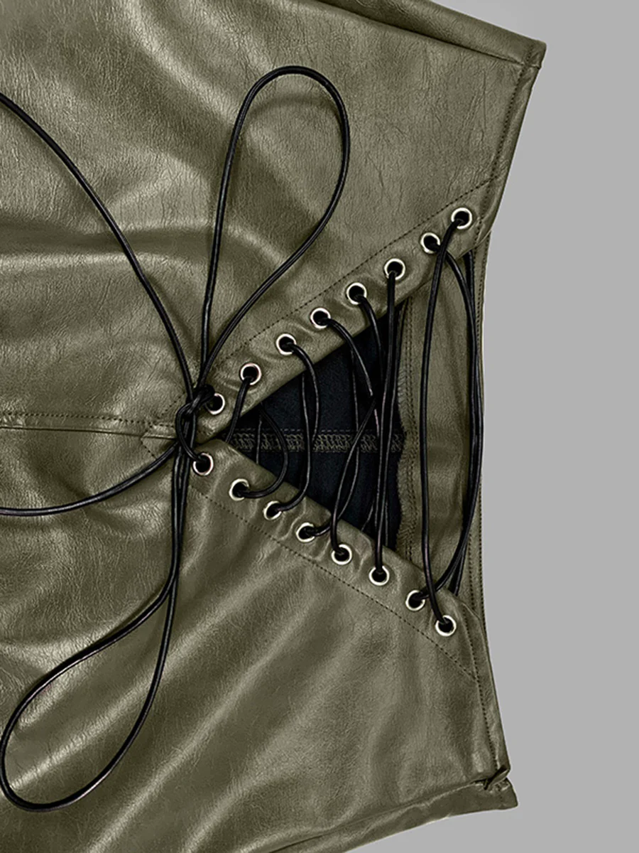 Column High Waisted Pockets Solid Color Split-Joint Split-Side Zipper Skirts Bottoms - Image 8