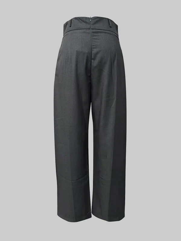 Column No Belt Solid Color Casual Pants Bottoms Trousers - Image 6
