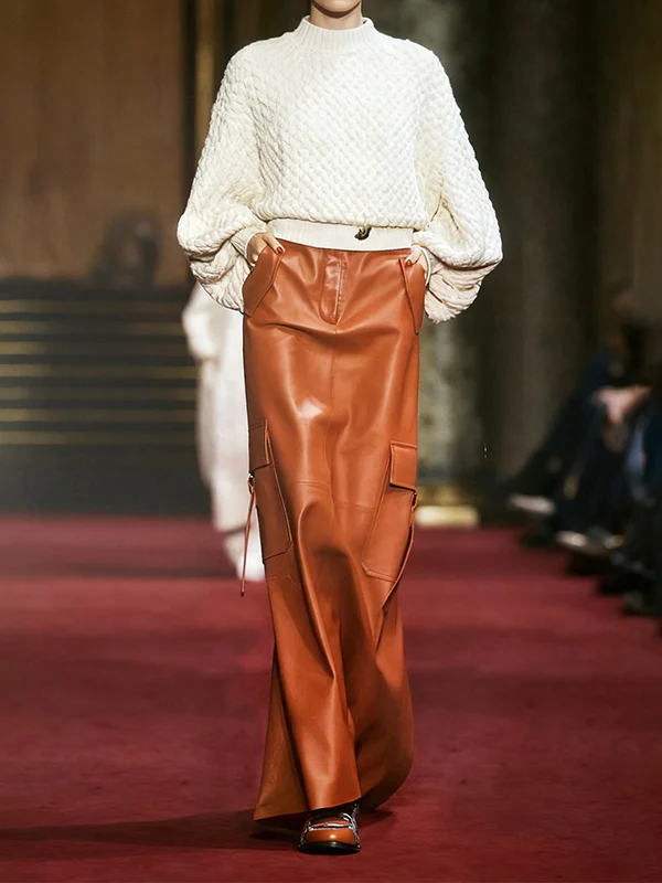 Column Pockets Solid Color Skirts Bottoms - Image 2