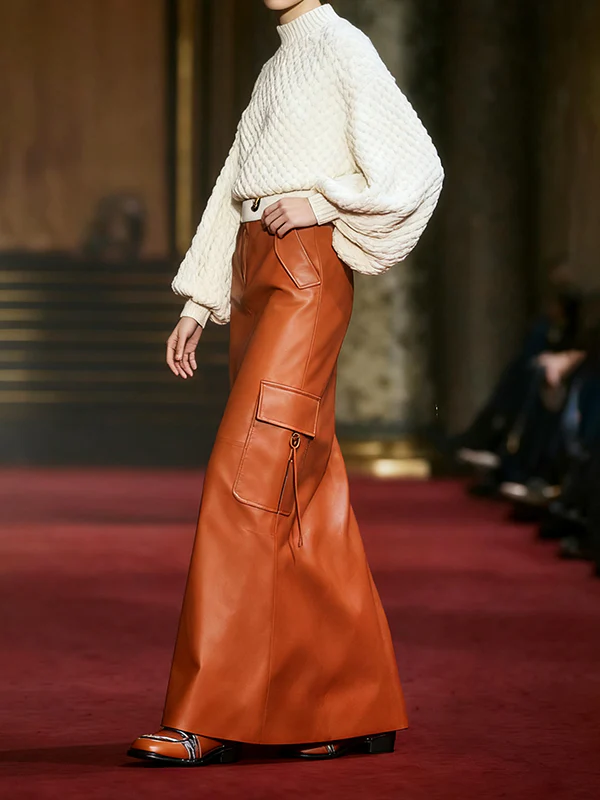 Column Pockets Solid Color Skirts Bottoms - Image 4