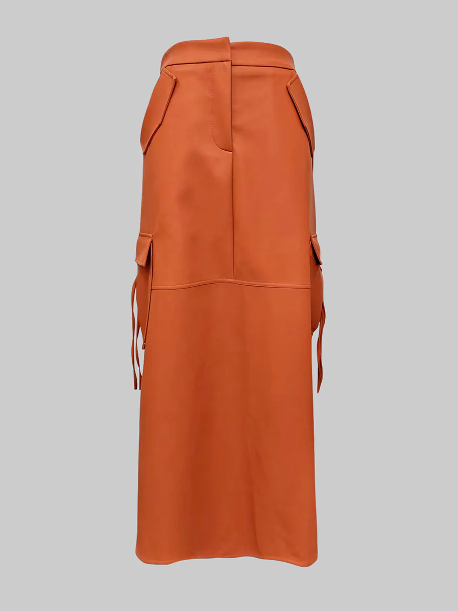 Column Pockets Solid Color Skirts Bottoms - Image 5