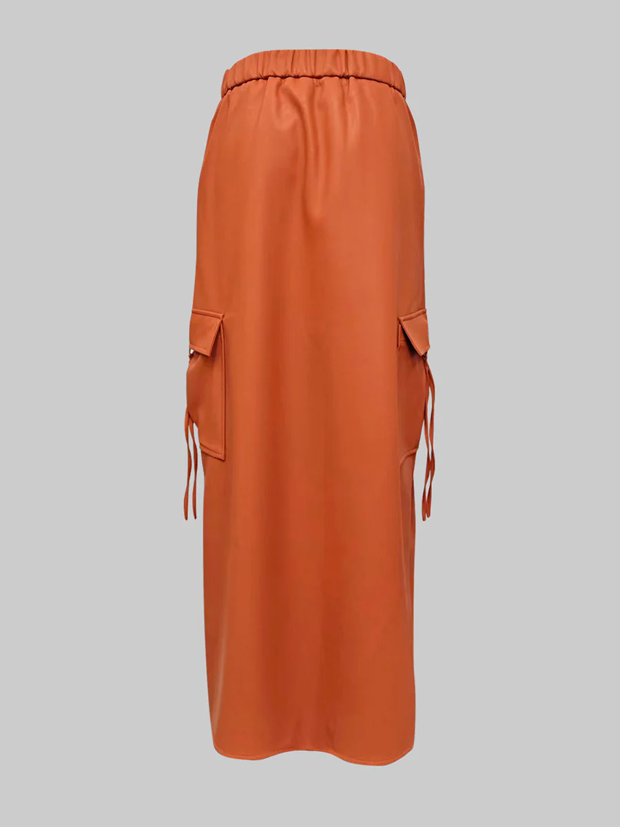 Column Pockets Solid Color Skirts Bottoms - Image 6