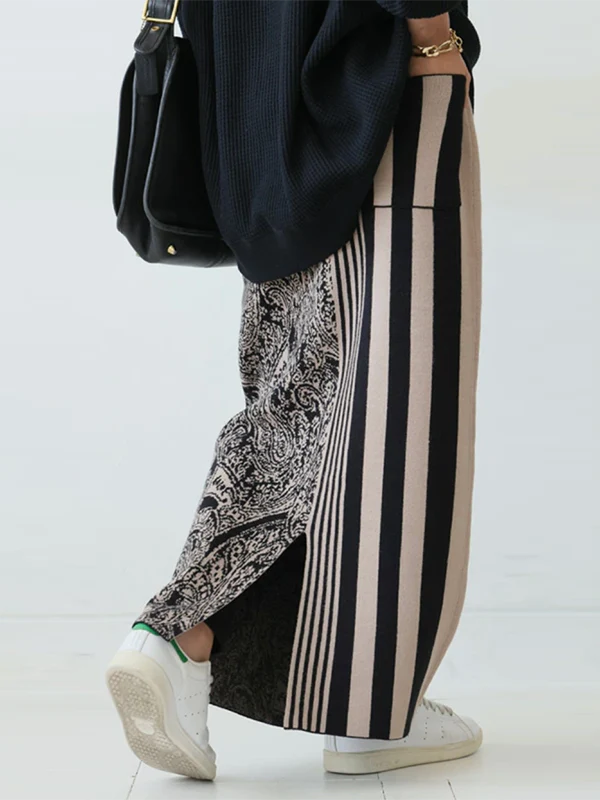 Column Striped Knitting Skirts Bottoms - Image 3