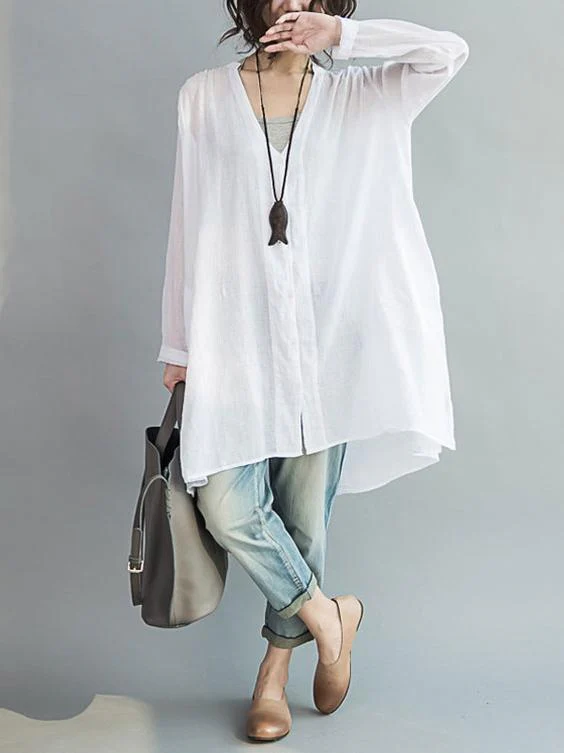 Comfortable button V-neck Two-pieces Blouses Shirt - Image 2