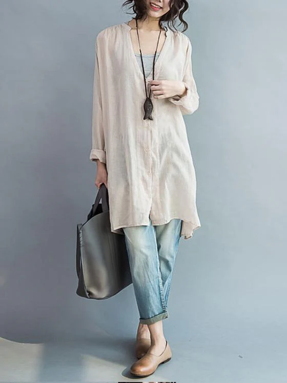 Comfortable button V-neck Two-pieces Blouses Shirt - Image 5