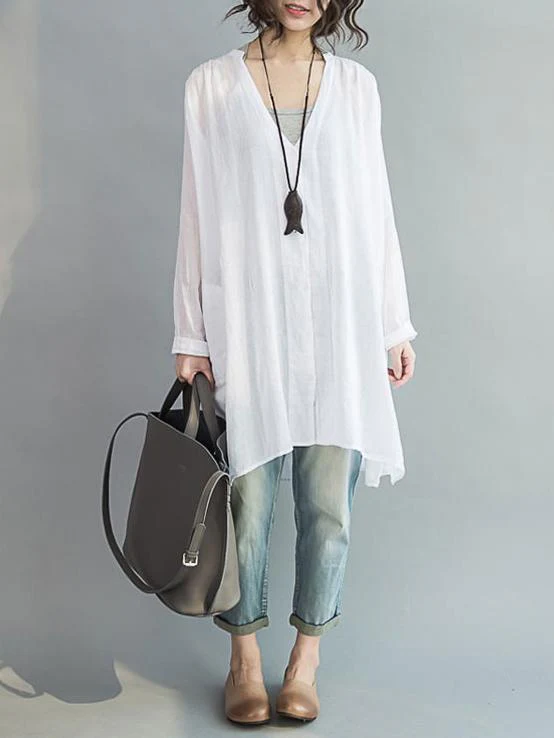 Comfortable button V-neck Two-pieces Blouses Shirt - Image 6