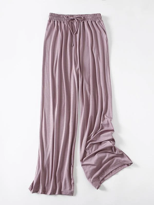 Comfortable Drawstring Solid Color Loose Pants - Image 3