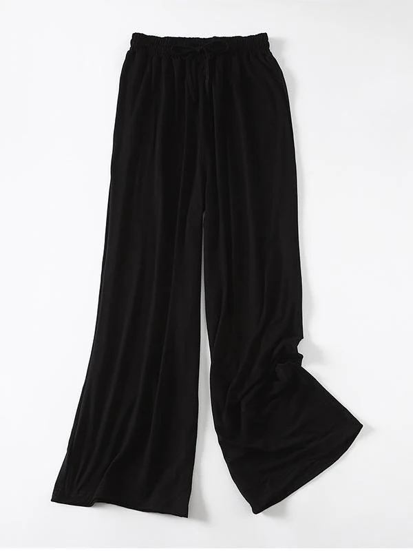 Comfortable Drawstring Solid Color Loose Pants - Image 4
