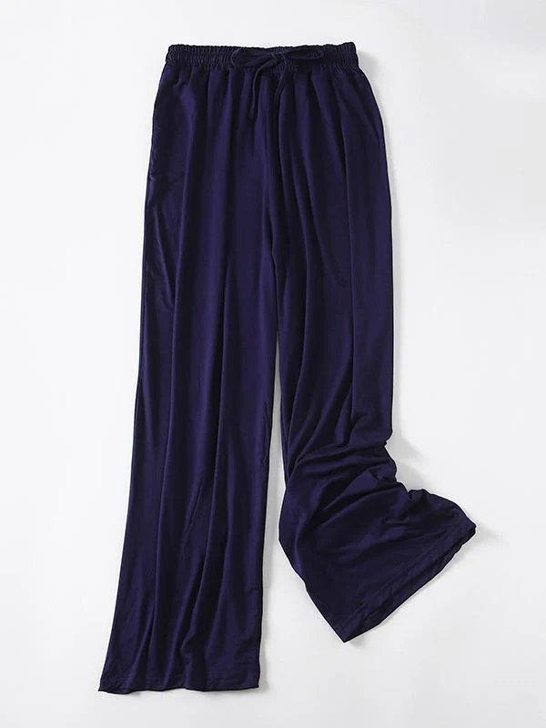 Comfortable Drawstring Solid Color Loose Pants - Image 5