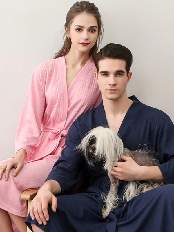 Comfortable Solid Bandage Thin Pajama Robe - Image 10