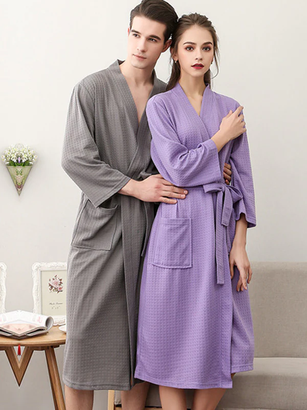 Comfortable Solid Bandage Thin Pajama Robe - Image 11