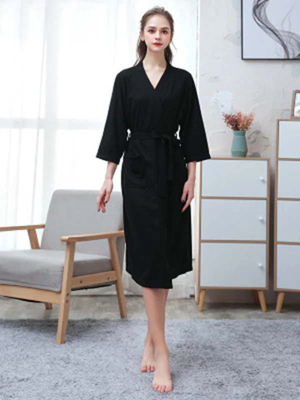 Comfortable Solid Bandage Thin Pajama Robe - Image 13