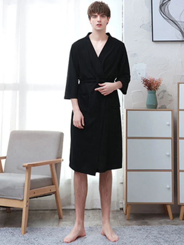 Comfortable Solid Bandage Thin Pajama Robe - Image 14